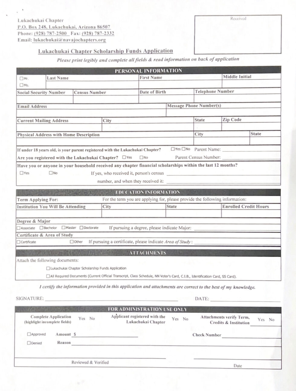 Links & Forms Lukachukai